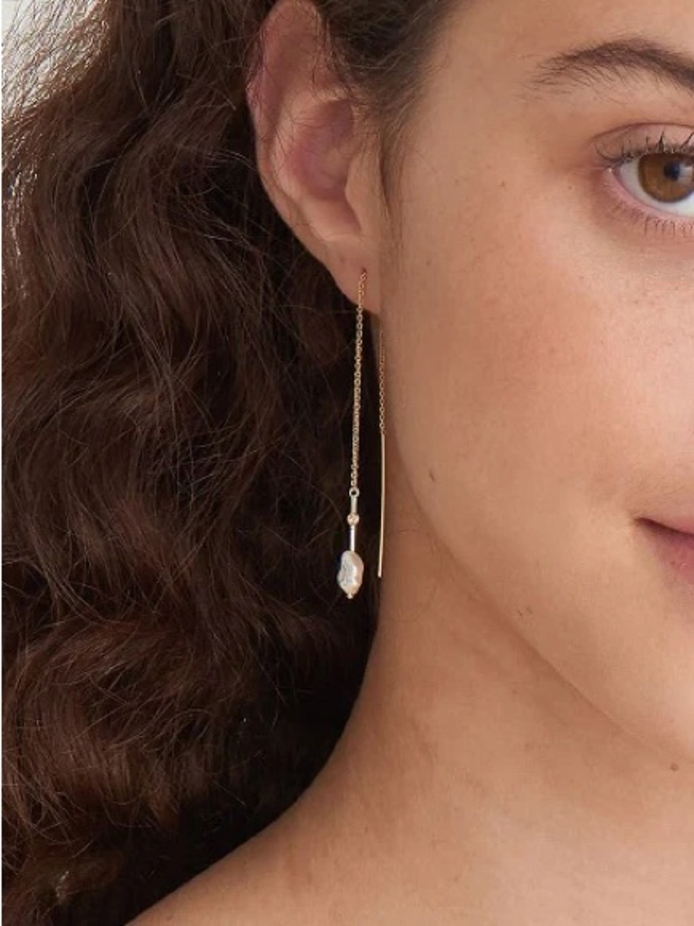 Ania Haie Gold Pearl Threader Earrings